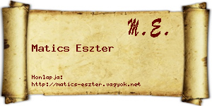 Matics Eszter névjegykártya